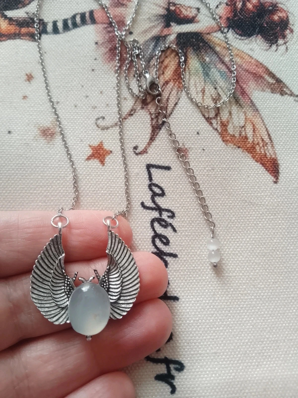 collier scarabée égyptien pierre de lune – photo 2
